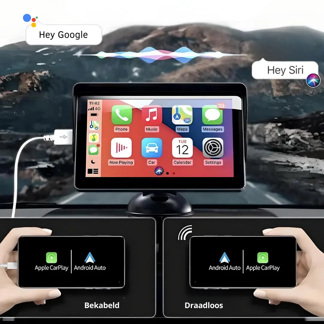 SmartDrive Bilskjerm – Trådløs Apple CarPlay & Android Auto | Enkel Installasjon, Ryggekamera, Bluetooth & GPS