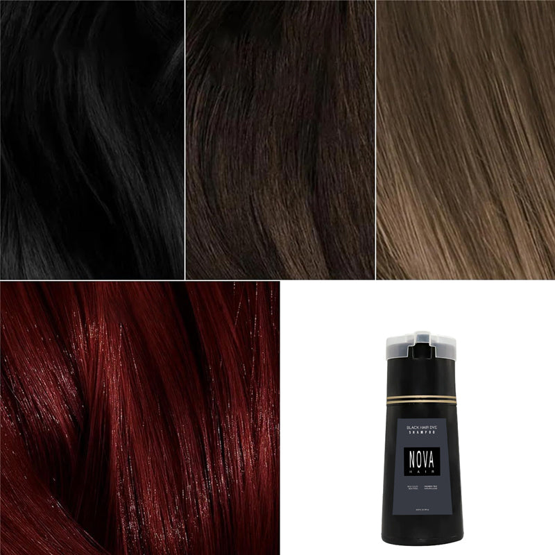 Skadefri hårfarge shampoo uten ammoniakk – Naturlig farge på 10 minutter | Svart, Mørkebrun, Lysbrun, Rød, Lilla
