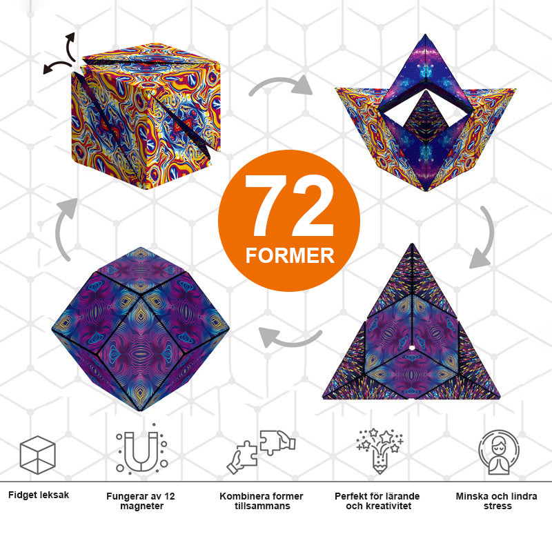 Magisk Magnetisk Kub – Skap 70+ Geometriske Former, Kreativ Byggleke for Barn 8+