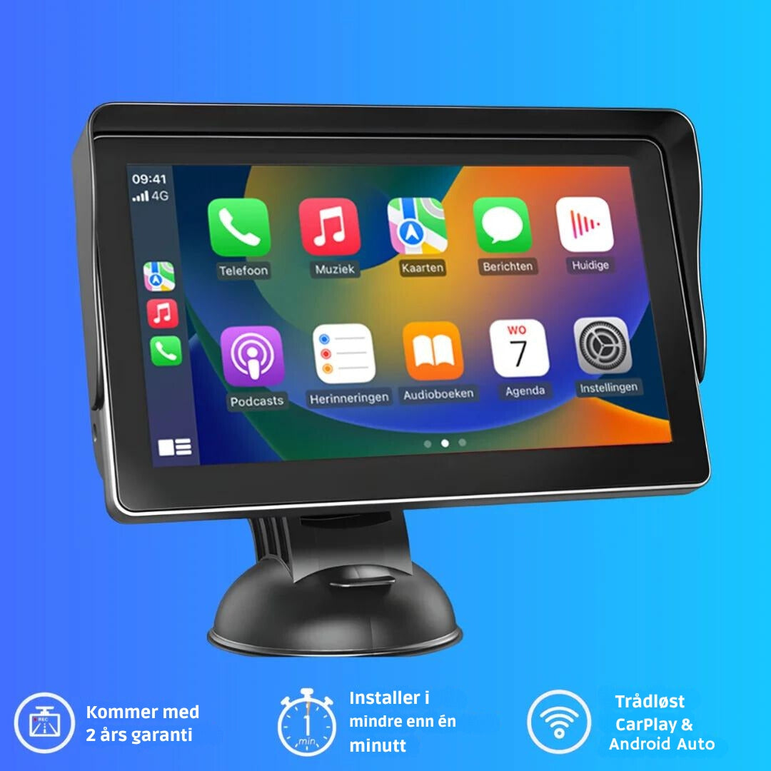 SmartDrive Bilskjerm – Trådløs Apple CarPlay & Android Auto | Enkel Installasjon, Ryggekamera, Bluetooth & GPS