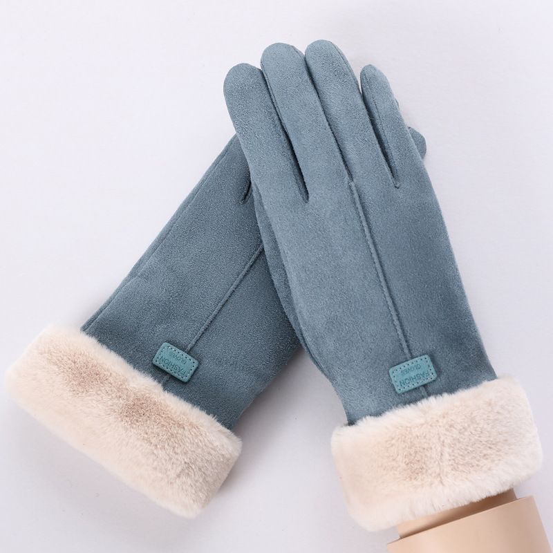 Cashmere™ - Hansker i semsket skinn og fløyel