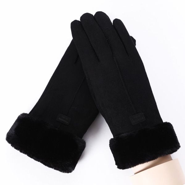 Cashmere™ - Hansker i semsket skinn og fløyel