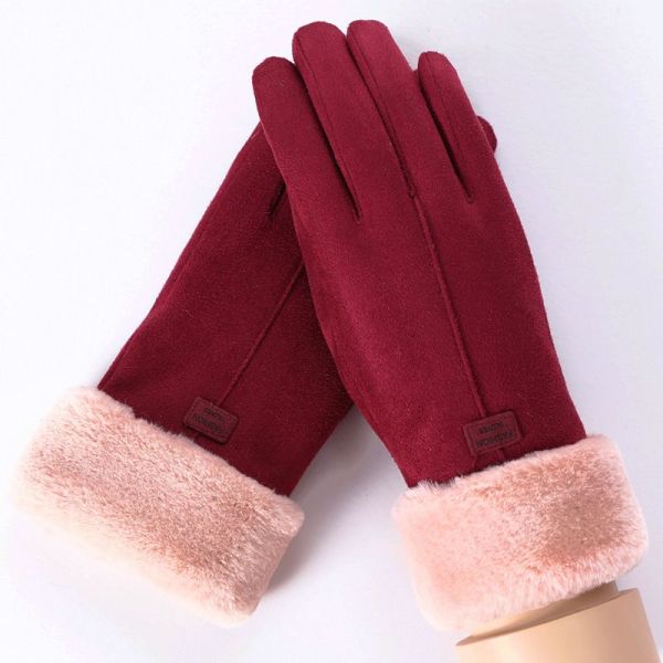 Cashmere™ - Hansker i semsket skinn og fløyel