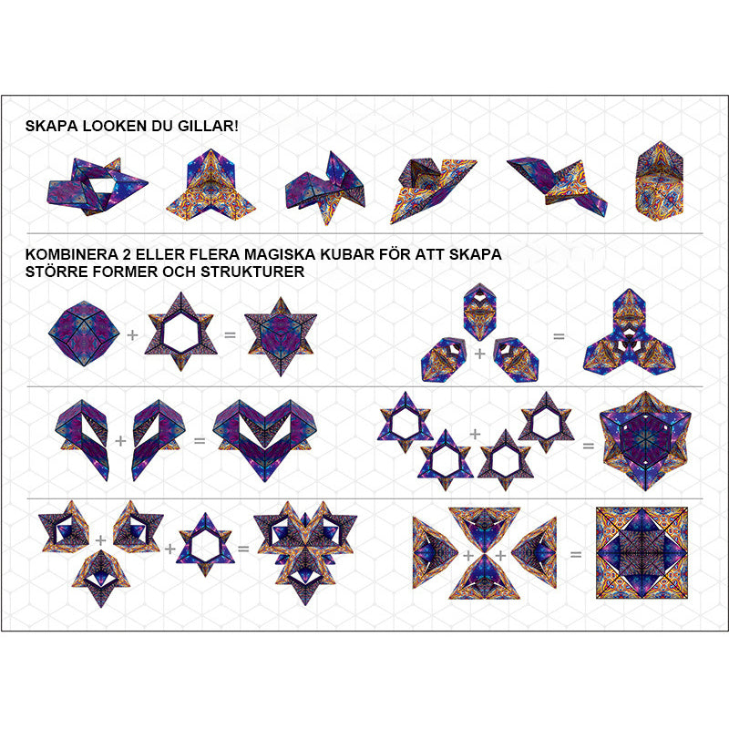 Magisk Magnetisk Kub – Skap 70+ Geometriske Former, Kreativ Byggleke for Barn 8+