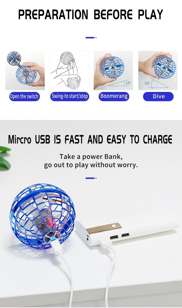 360 Flying Drone Ball Flynova LED Trick Boomerang Orb Ball