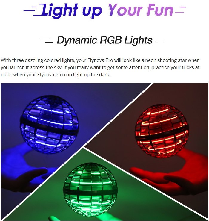 360 Flying Drone Ball Flynova LED Trick Boomerang Orb Ball