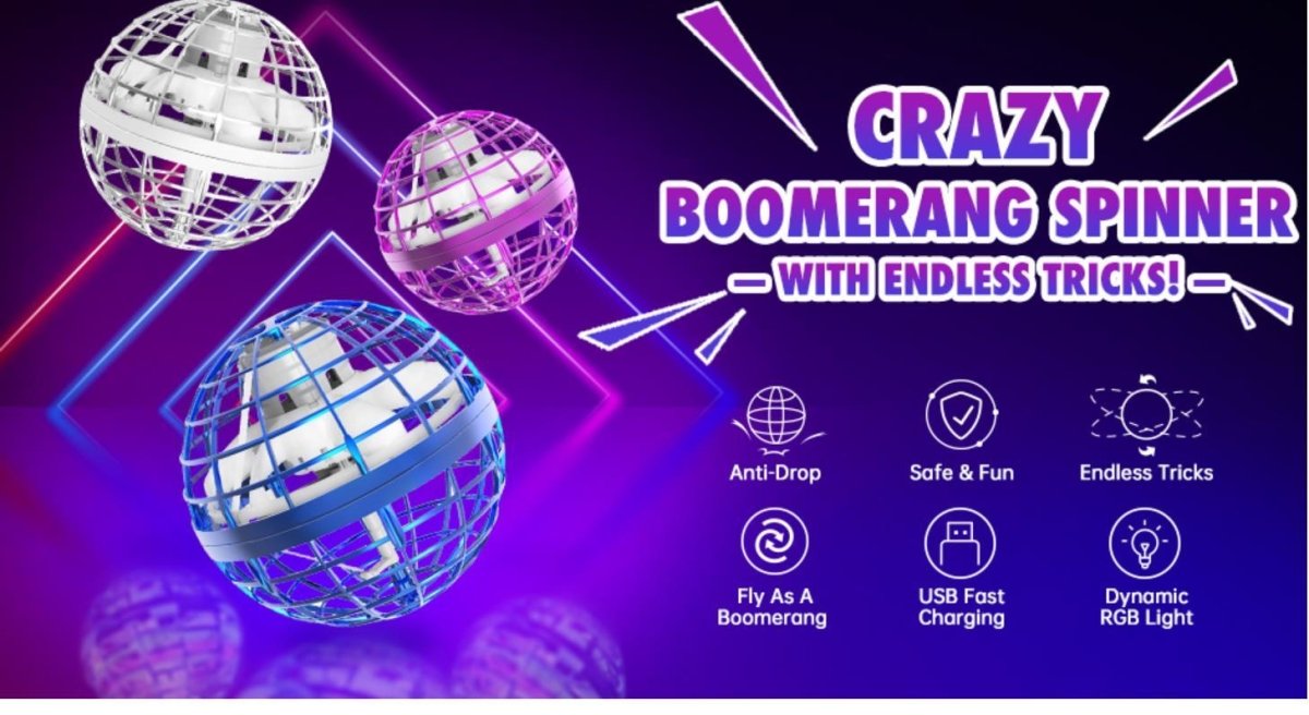 360 Flying Drone Ball Flynova LED Trick Boomerang Orb Ball