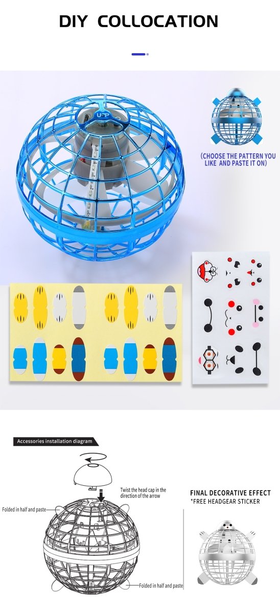 360 Flying Drone Ball Flynova LED Trick Boomerang Orb Ball