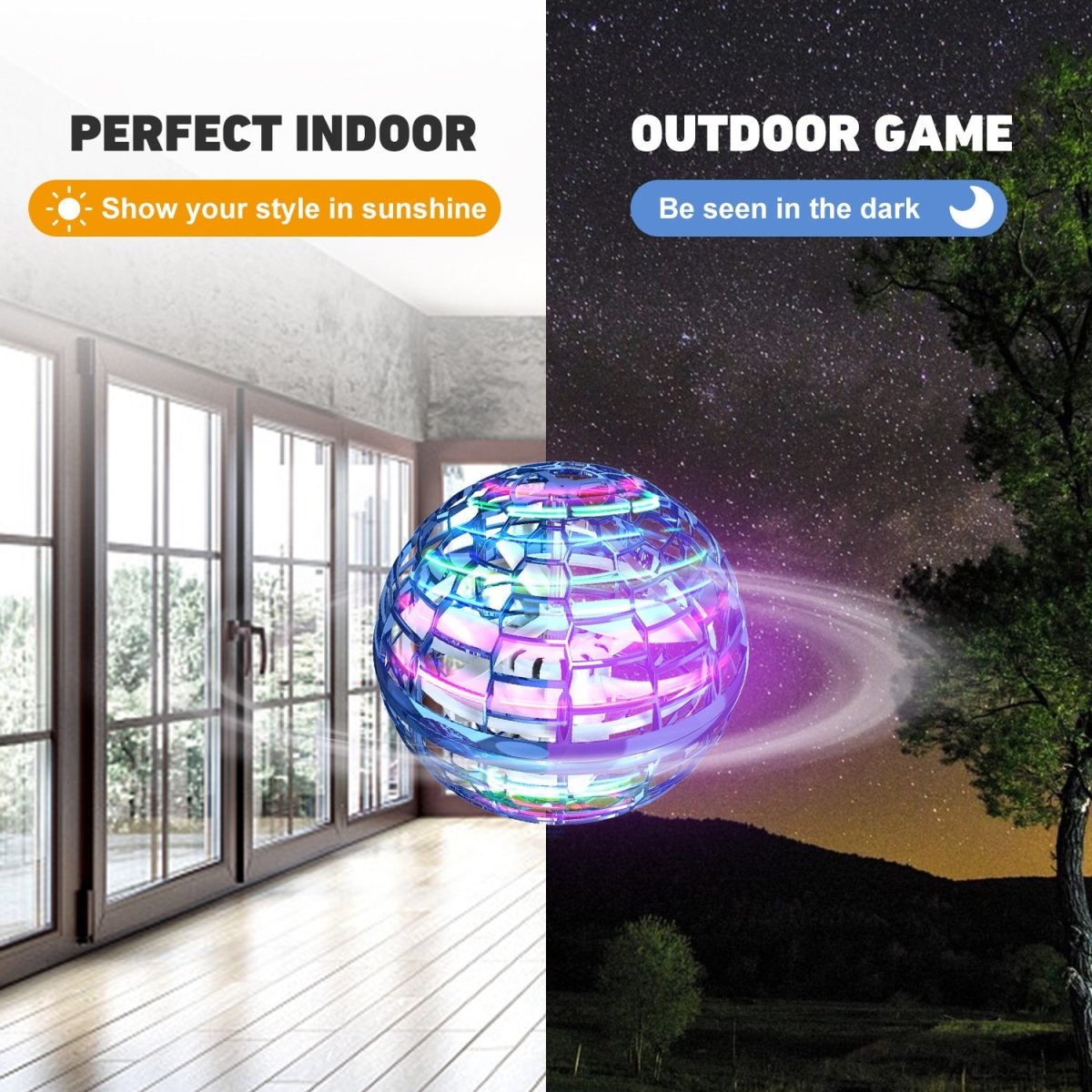 360 Flying Drone Ball Flynova LED Trick Boomerang Orb Ball