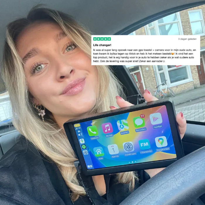 SmartDrive Bilskjerm – Trådløs Apple CarPlay & Android Auto | Enkel Installasjon, Ryggekamera, Bluetooth & GPS