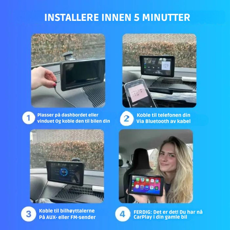 SmartDrive Bilskjerm – Trådløs Apple CarPlay & Android Auto | Enkel Installasjon, Ryggekamera, Bluetooth & GPS