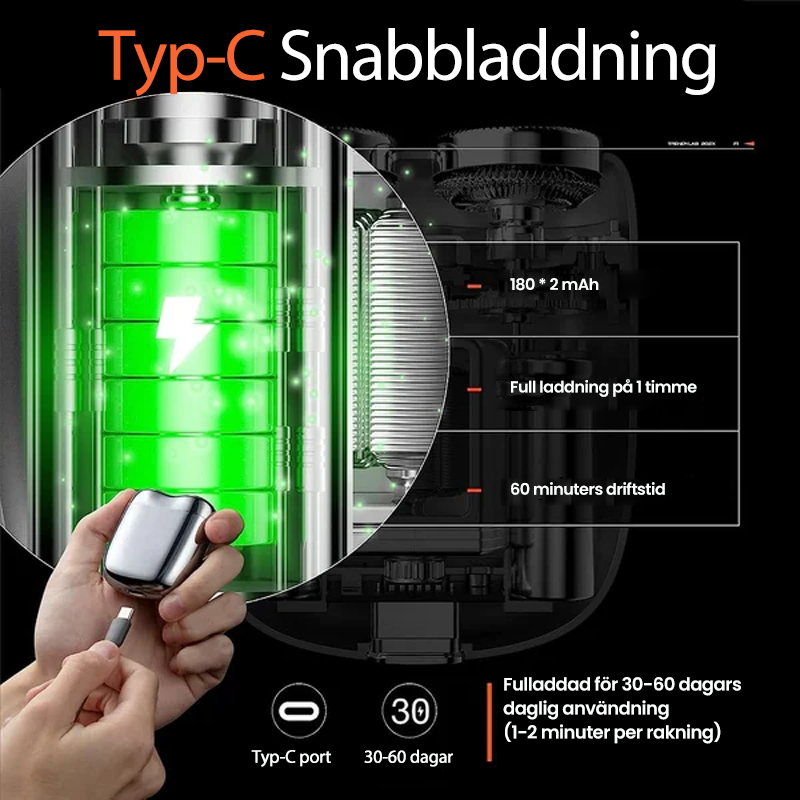 Mini Elektrisk Rakapparat for Menn | Vanntett, USB-Ladbar & Stille | Reisevennlig Håndholdt Barbermaskin med Hypoallergen Klinge