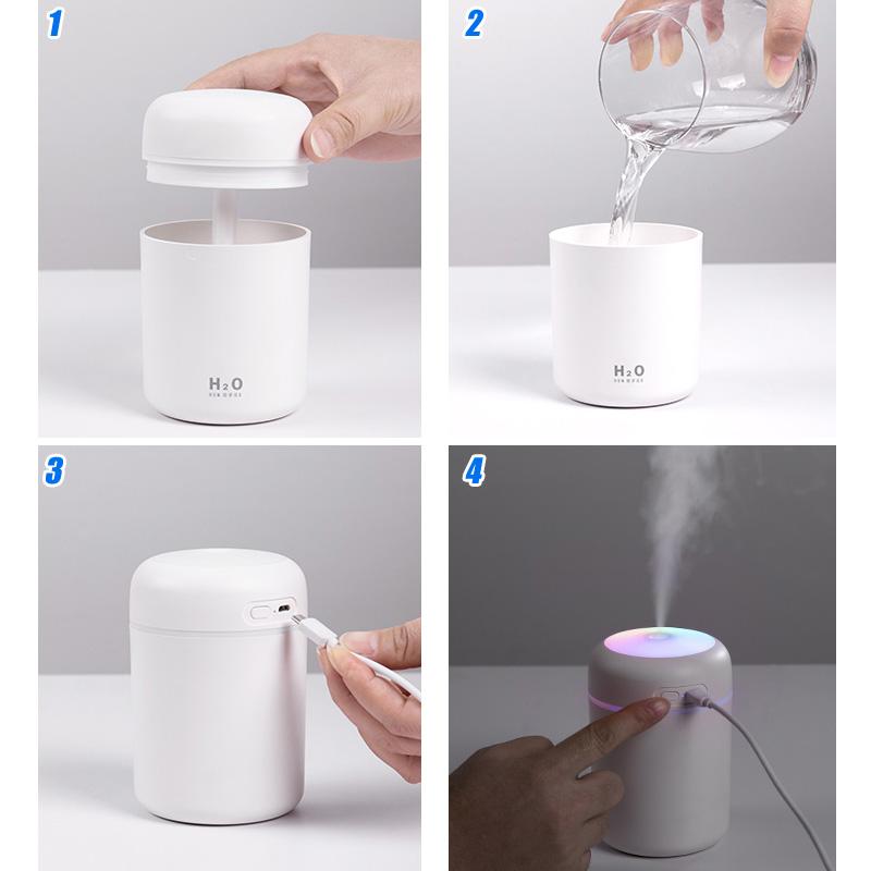 Stille Aromaterapi Diffuser | 7 Farger LED, Luftfukter & Timer | Essensielle Oljer, Nano-fukter for Hjem og Kontor