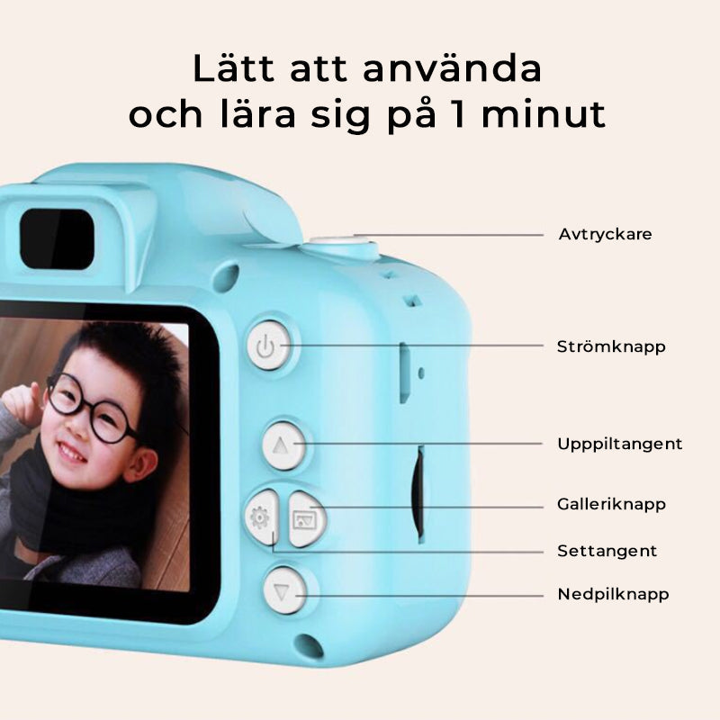 HD Digitalkamera for Barn | Lekekamera med Selvutløser, Video & Spill | USB-Ladbar, 32GB Støtte