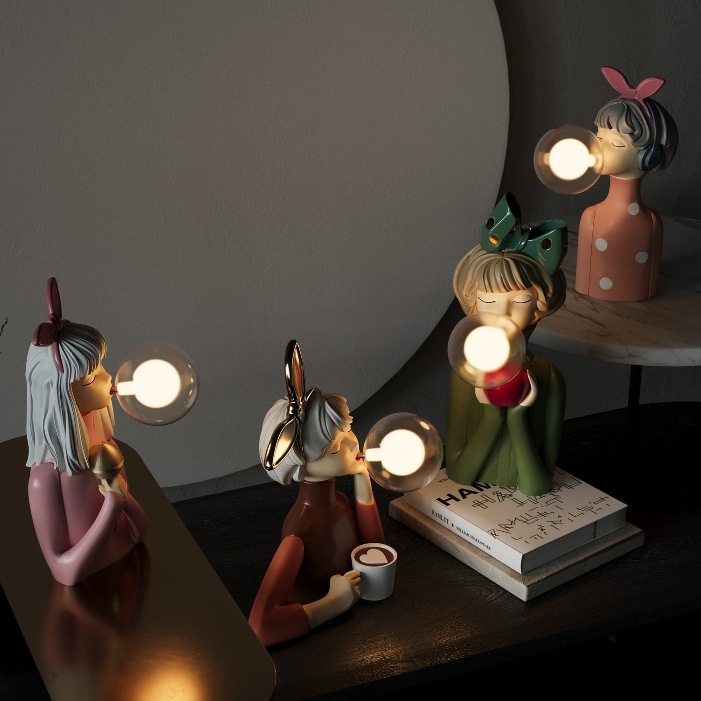 Artisan Sisters Bordlampe – Håndlaget Designerlampe i Tre & Tekstil | Elegant & Stemningsfull Belysning til Hjem & Kontor