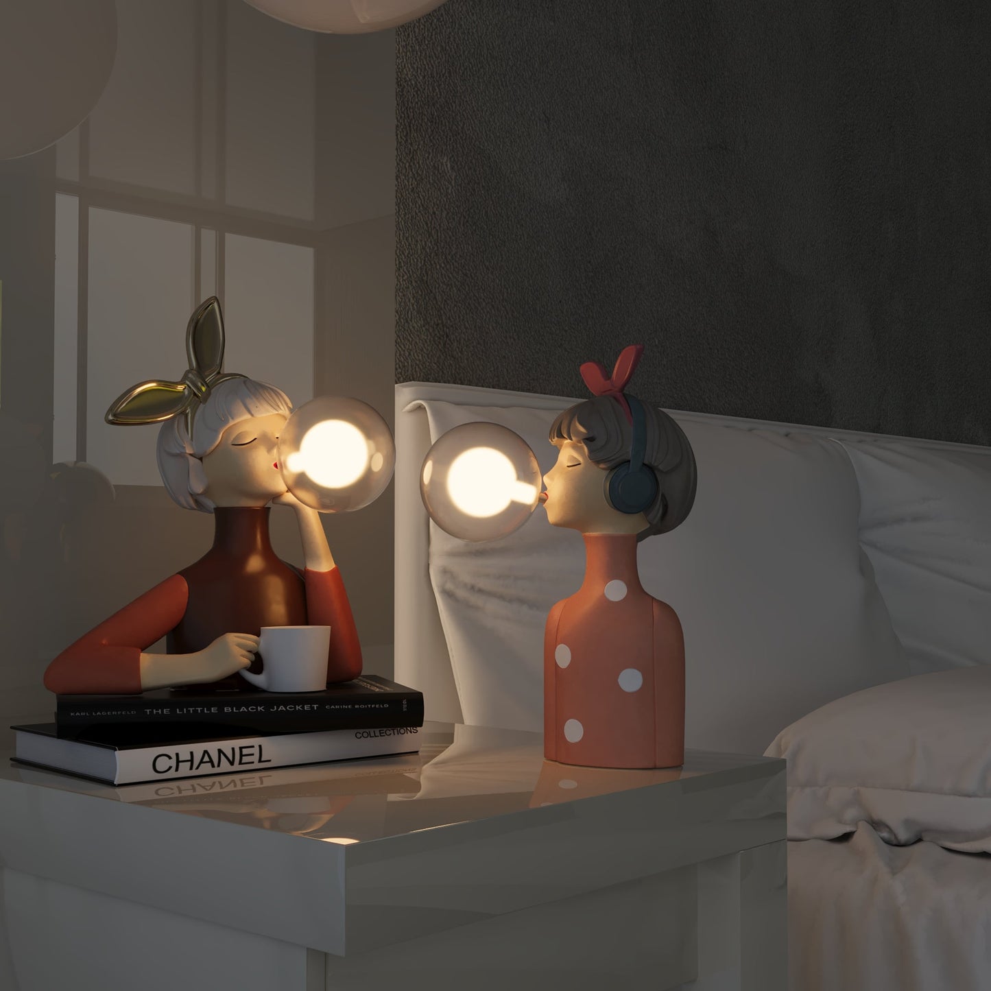 Artisan Sisters Bordlampe – Håndlaget Designerlampe i Tre & Tekstil | Elegant & Stemningsfull Belysning til Hjem & Kontor