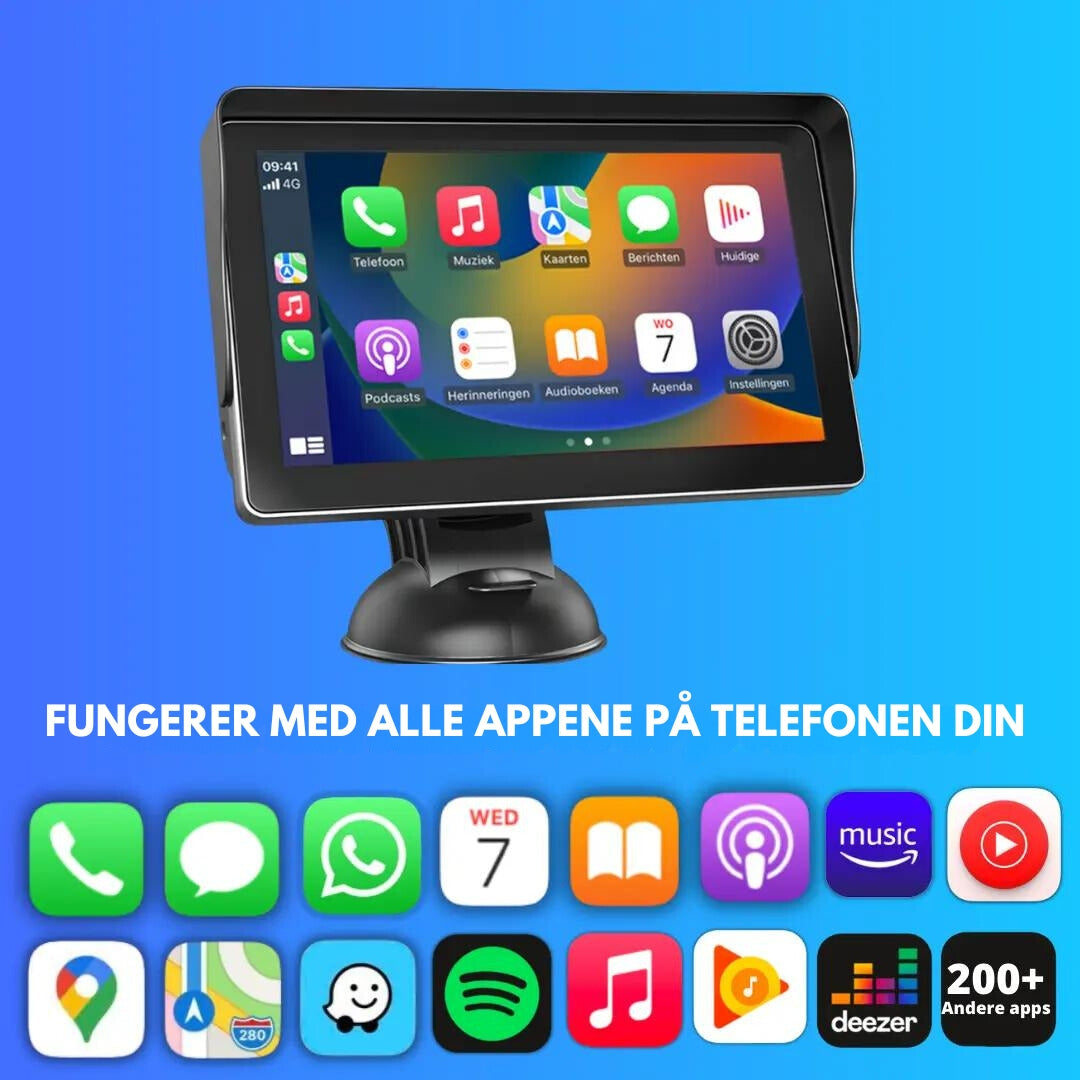 SmartDrive Bilskjerm – Trådløs Apple CarPlay & Android Auto | Enkel Installasjon, Ryggekamera, Bluetooth & GPS