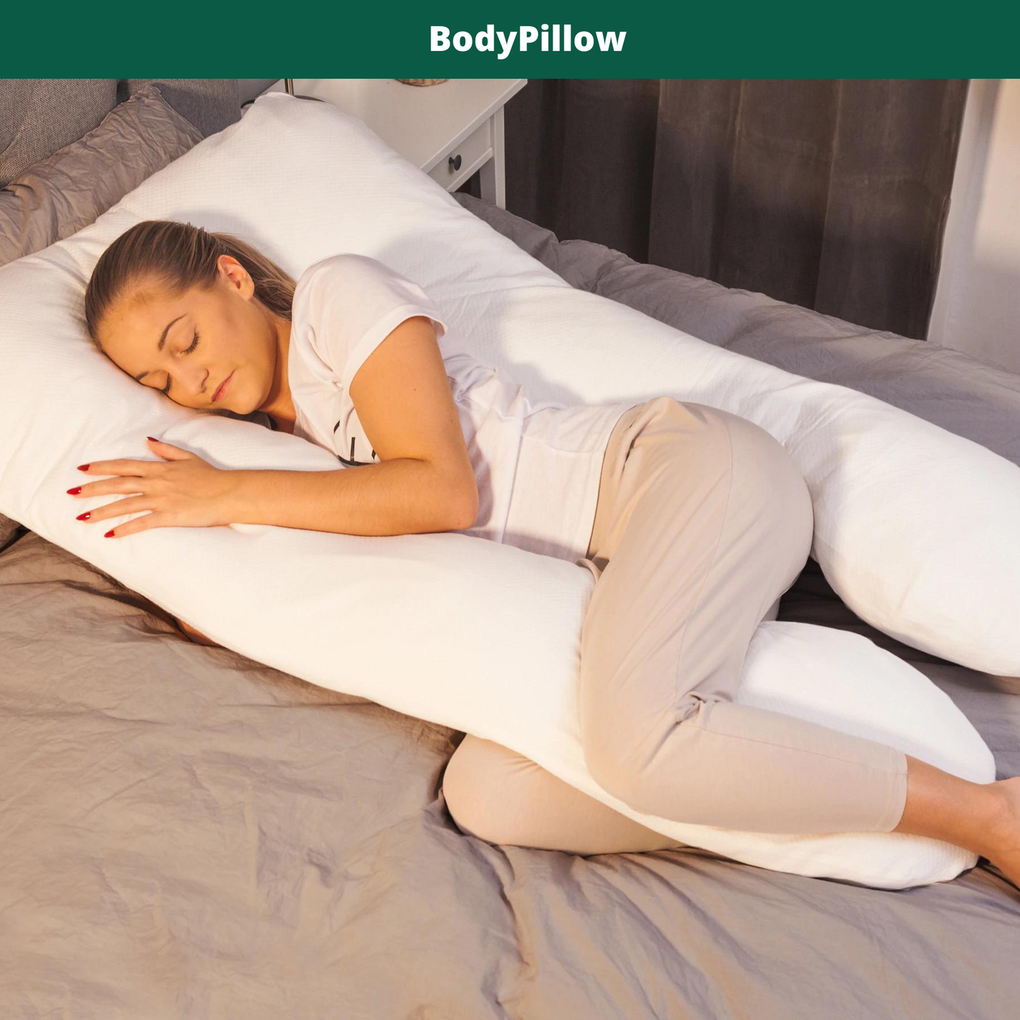BodyPillow™ - Ergonomisk Kroppskudde for Søvnkomfort, Støtte og Lindre Ryggsmerter