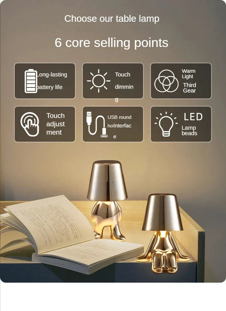 Dimmbar Bærbar LED-Lampe | USB-Ladbar, Sladdløs & Dekorativ | 5-Pakning Karakterlamper for Hjemmets Innredning