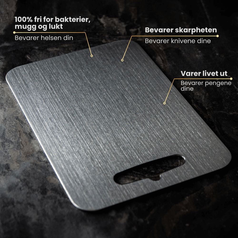 SteelBoard™ Skjærefjøl i Rustfritt Stål – Antibakteriell, Holdbar og Knivvennlig for Hygienisk Matlaging