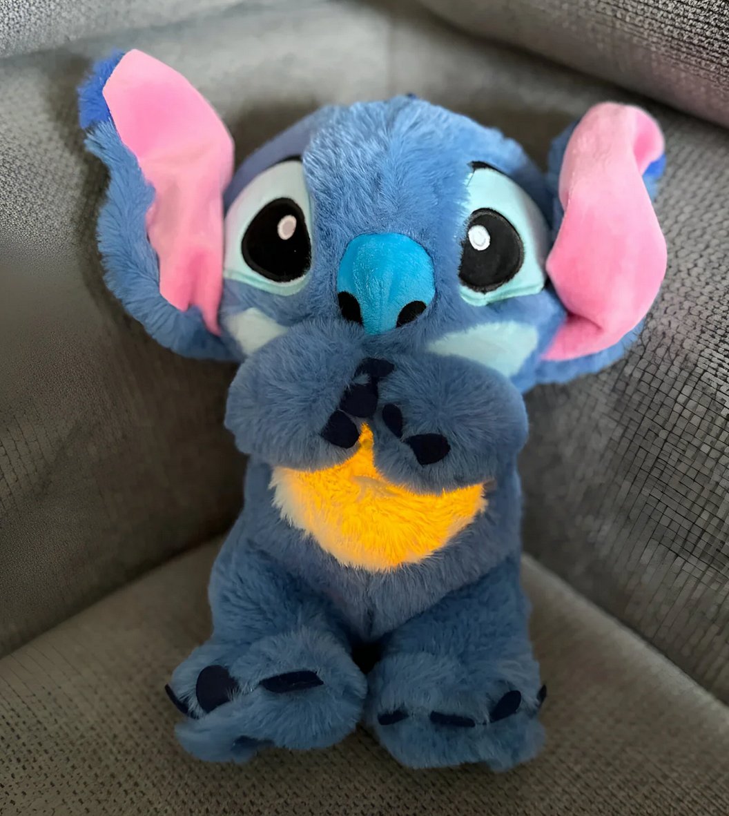 Kawaii Stitch Plush Doll med avslappende musikk og pustefunksjon