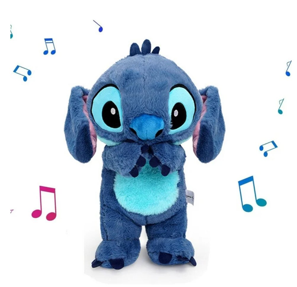 Kawaii Stitch Plush Doll med avslappende musikk og pustefunksjon