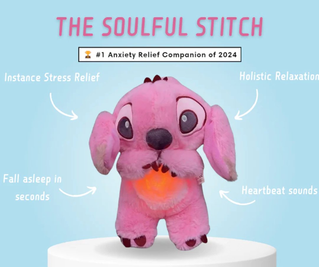 Kawaii Stitch Plush Doll med avslappende musikk og pustefunksjon