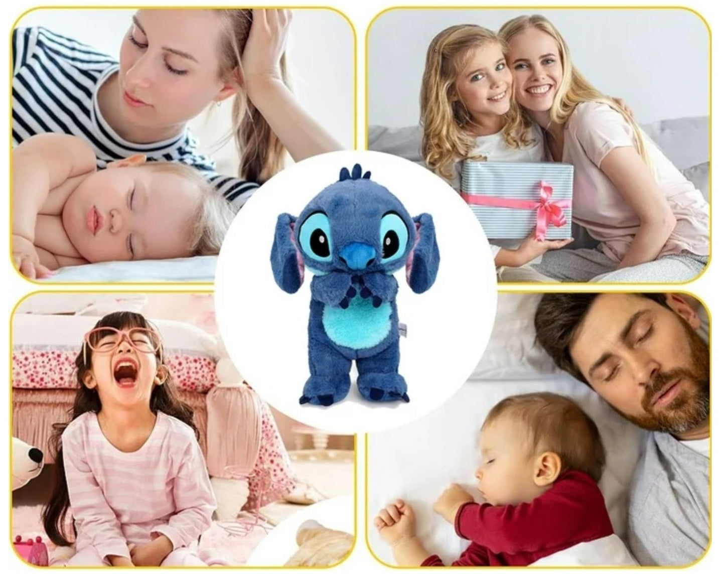 Kawaii Stitch Plush Doll med avslappende musikk og pustefunksjon