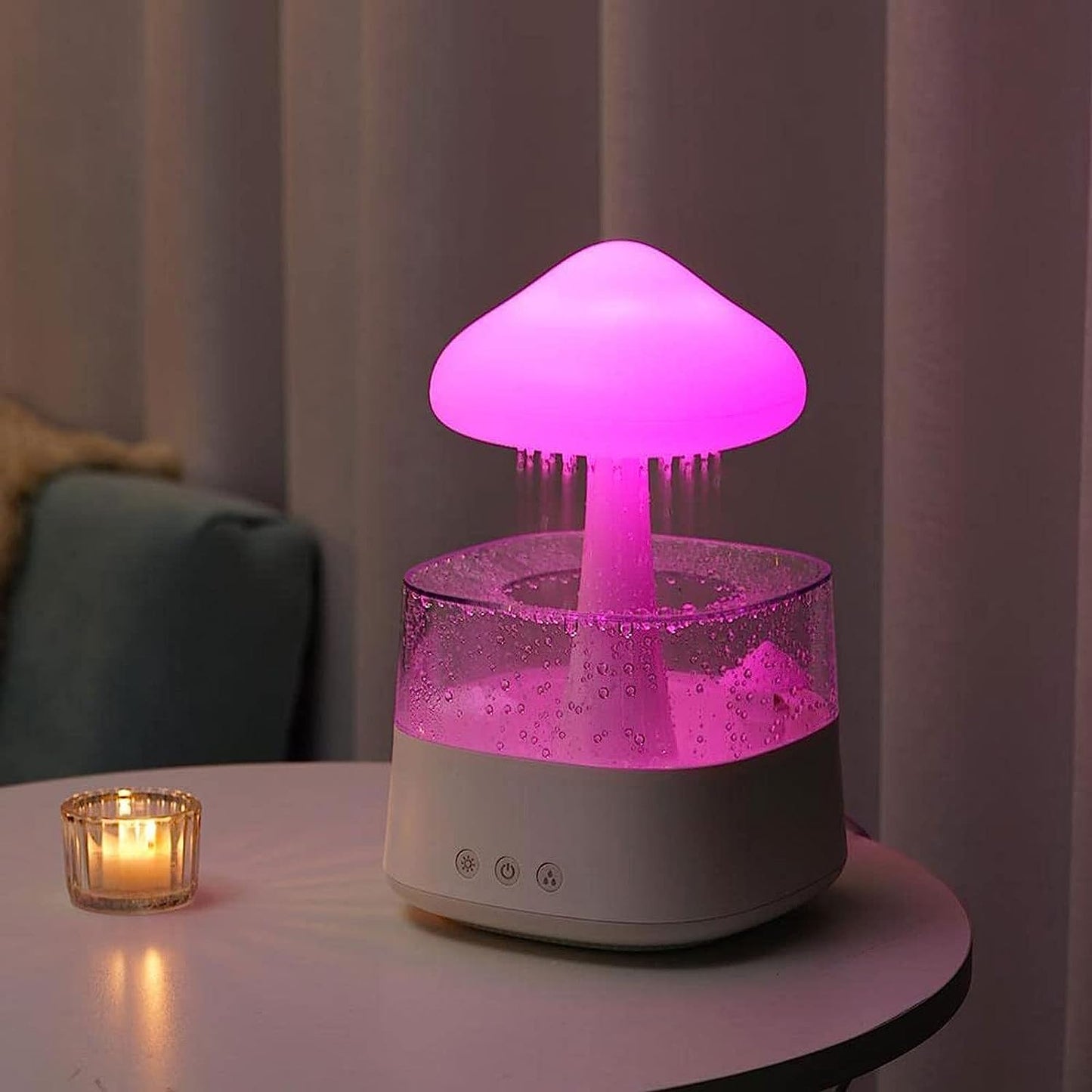 Smart Luftfukter med Aromaterapi, Nattlys & Regnlyder – Justerbar Farge, Ultralydteknologi