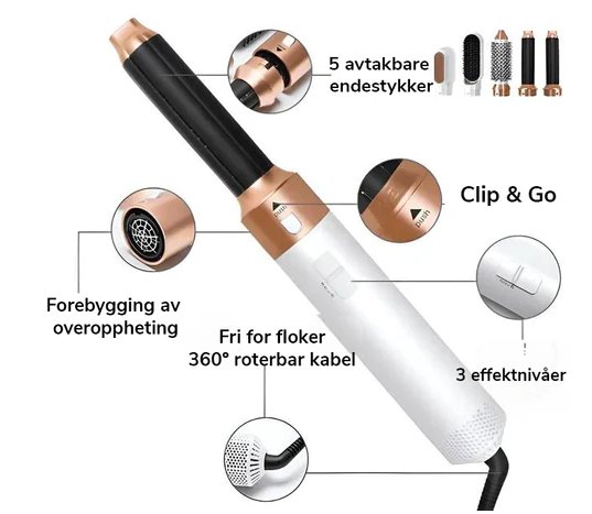 Profesjonell 5-i-1 Airstyler til hår