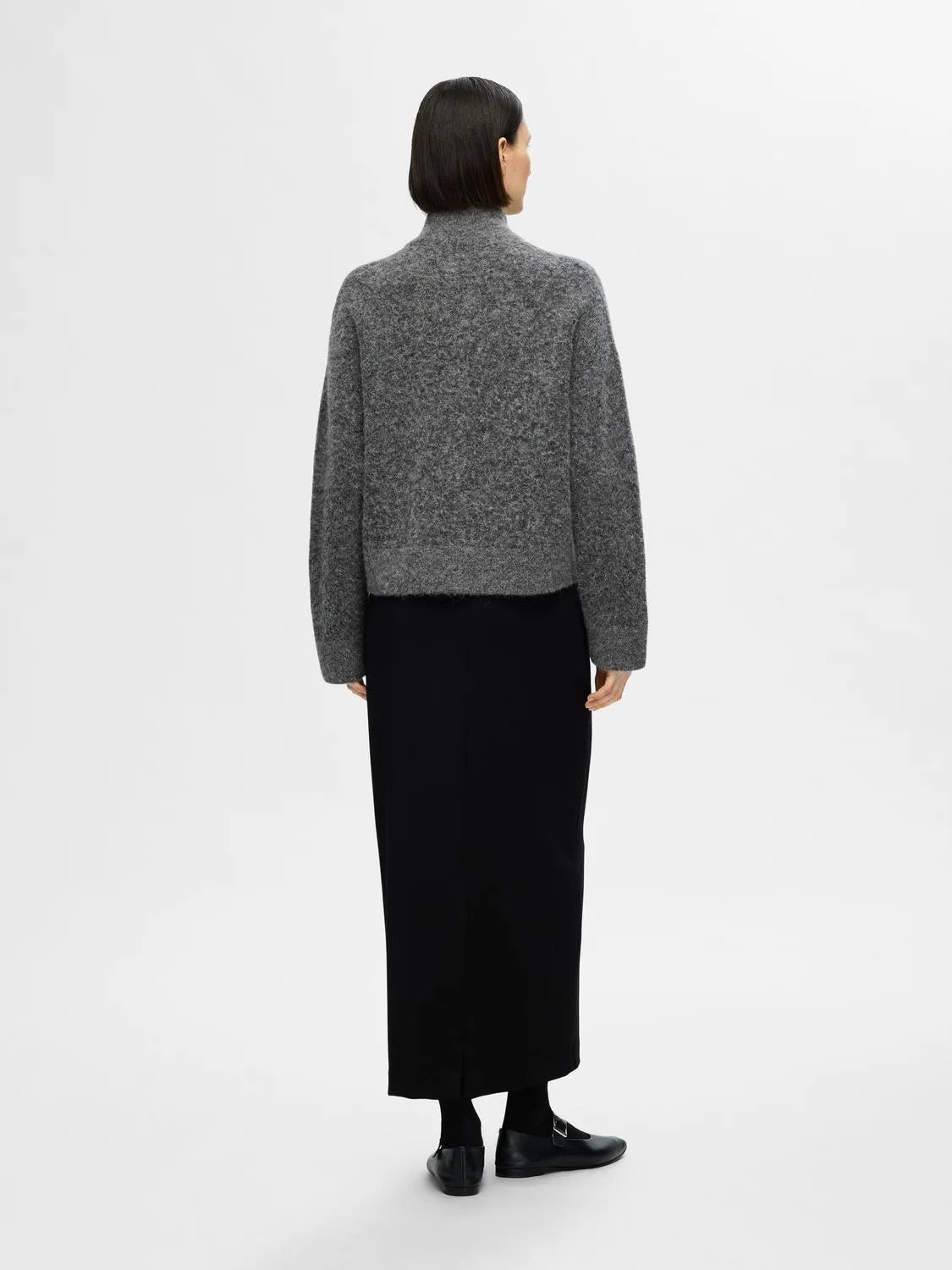 Sia Ras LS Knit Zipper Cardigan - Medium Grey Melange