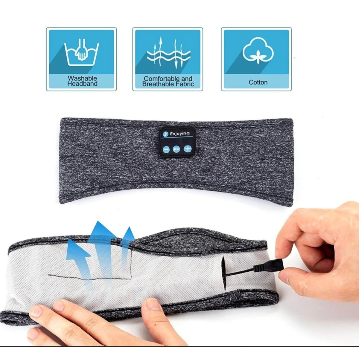 Trådløst Bluetooth-hodebånd og sove hodetelefoner Bluetooth-pannebånd Headband
