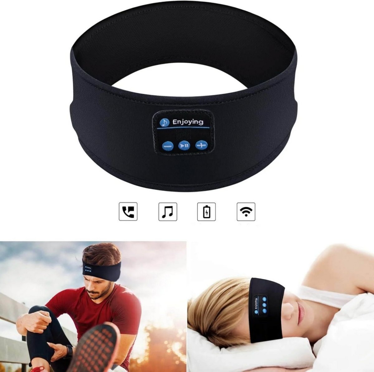 Trådløst Bluetooth-hodebånd og sove hodetelefoner Bluetooth-pannebånd Headband