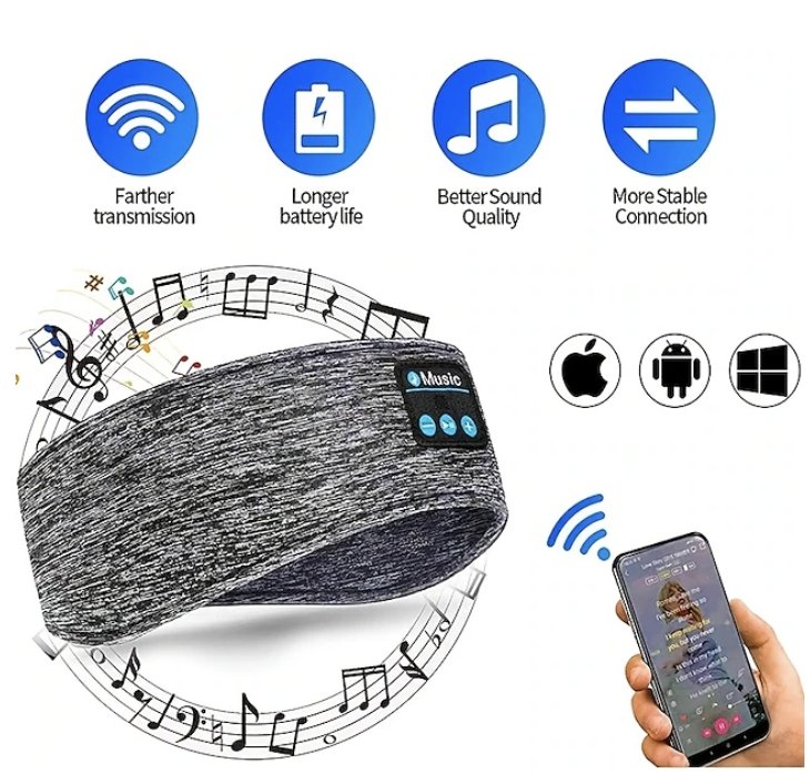 Trådløst Bluetooth-hodebånd og sove hodetelefoner Bluetooth-pannebånd Headband