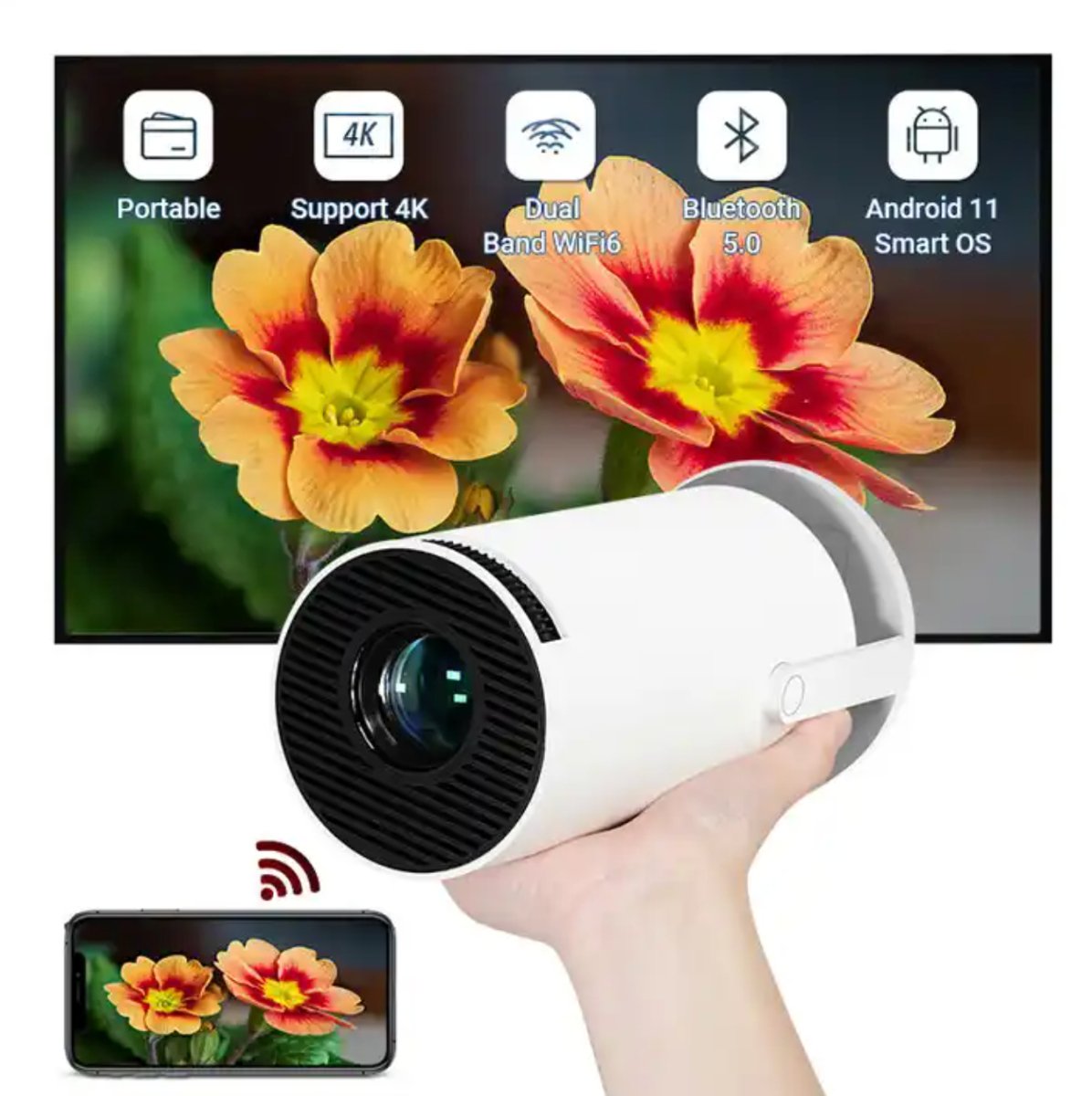 Ultra NanoView Projector HD™ - stilige HY300 Smart HD Projektor