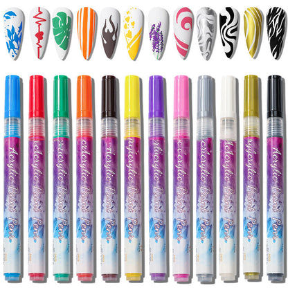 12 farger Ultra Thin Curve Manikyr Marker