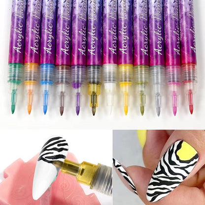 12 farger Ultra Thin Curve Manikyr Marker