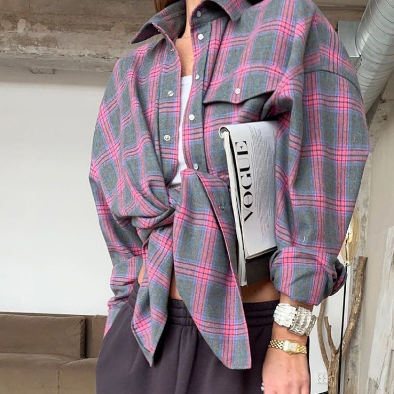 Alva™ - Rutete oversized skjorter