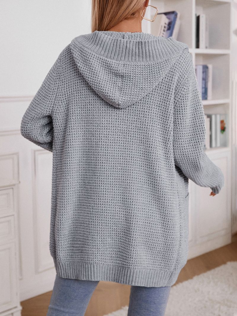 Helle™ - Lang strikket cardigan med hette