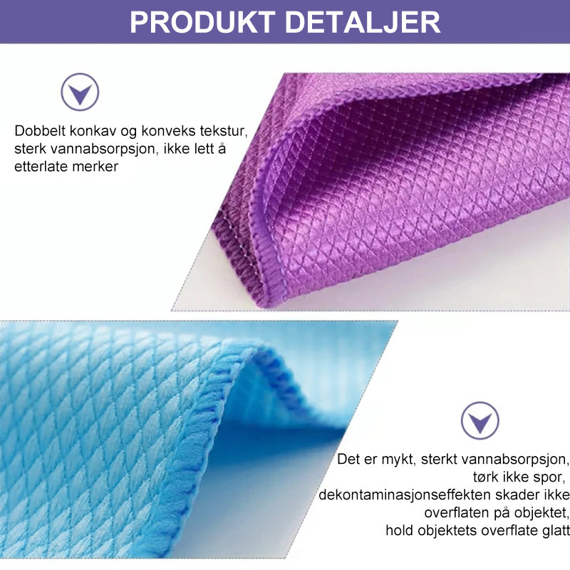 Fiskeskjell Mikrofiber Poleringsklut – Effektiv Rengjøring for Glass, Speil og Rustfritt Stål