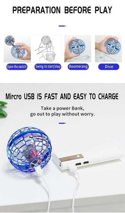 360 Flying Drone Ball Flynova LED Trick Boomerang Orb Ball