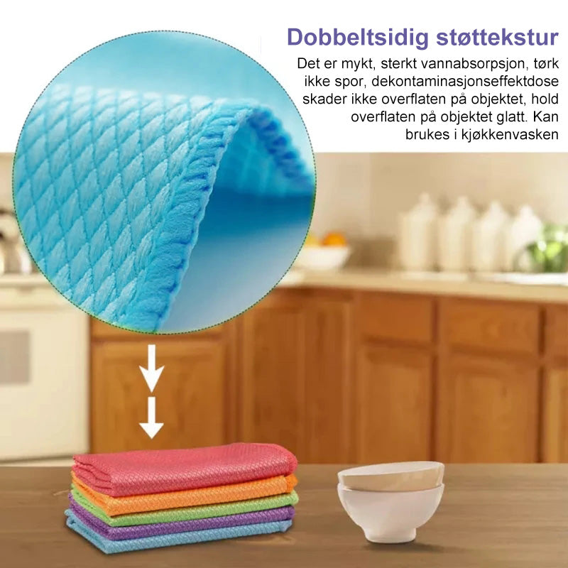 Fiskeskjell Mikrofiber Poleringsklut – Effektiv Rengjøring for Glass, Speil og Rustfritt Stål