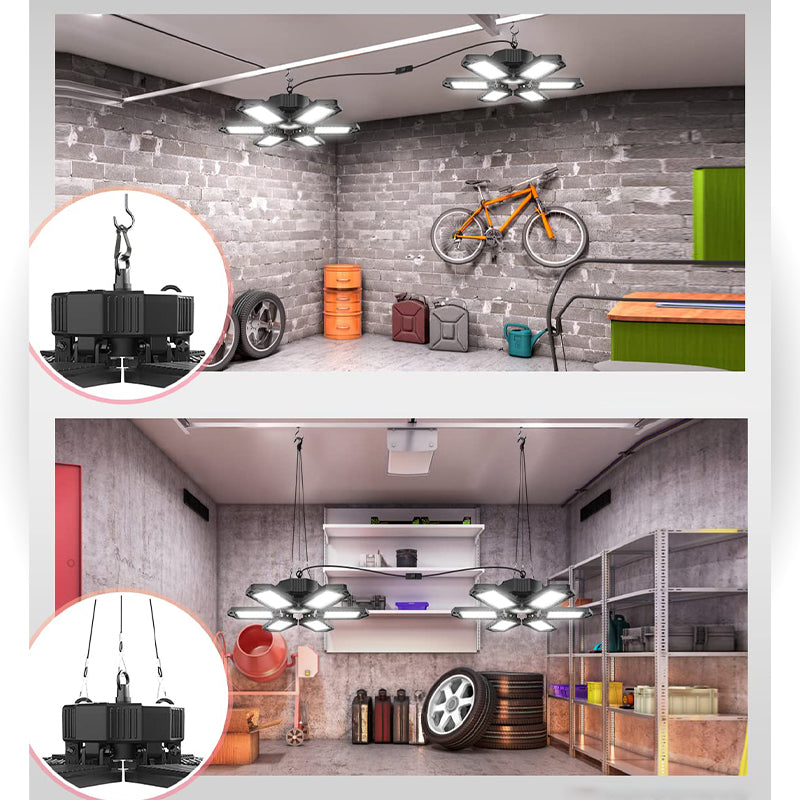 1/2 x Lyssterk LED-garasjelampe med justerbare paneler