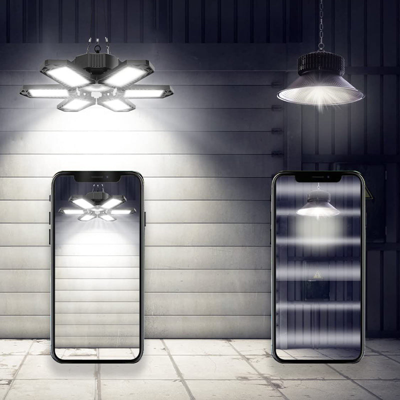 1/2 x Lyssterk LED-garasjelampe med justerbare paneler