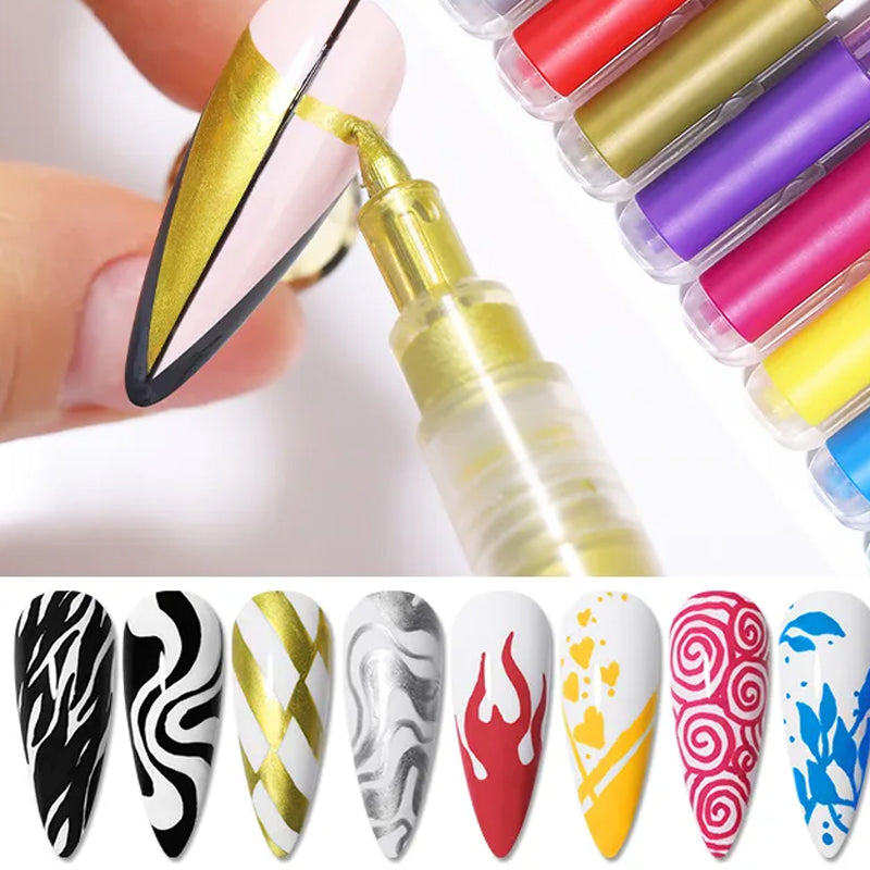 12 farger Ultra Thin Curve Manikyr Marker