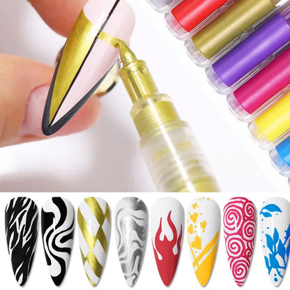 12 farger Ultra Thin Curve Manikyr Marker