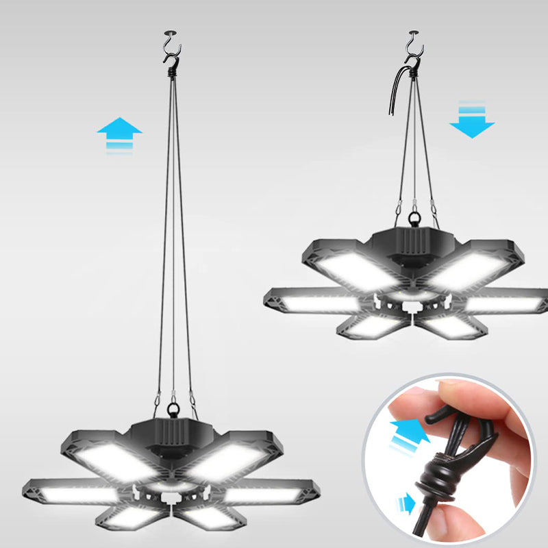 1/2 x Lyssterk LED-garasjelampe med justerbare paneler