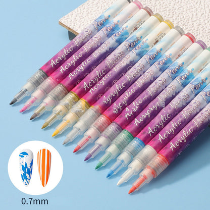 12 farger Ultra Thin Curve Manikyr Marker