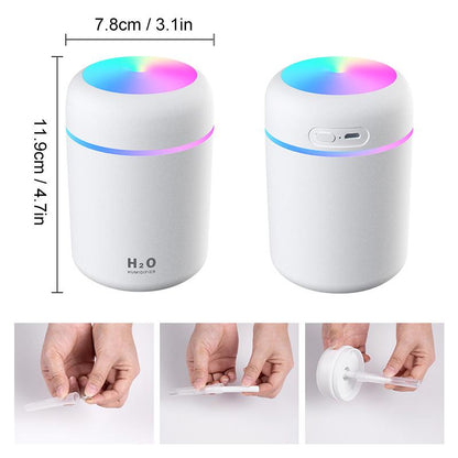 Stille Aromaterapi Diffuser | 7 Farger LED, Luftfukter & Timer | Essensielle Oljer, Nano-fukter for Hjem og Kontor