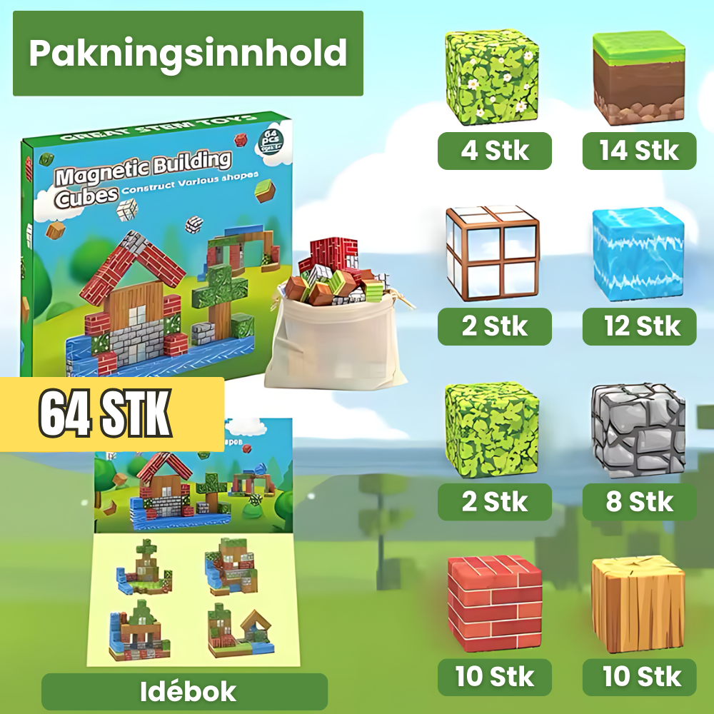 Blocktopia™ - Magnetiske Minemagnet Verden Sett